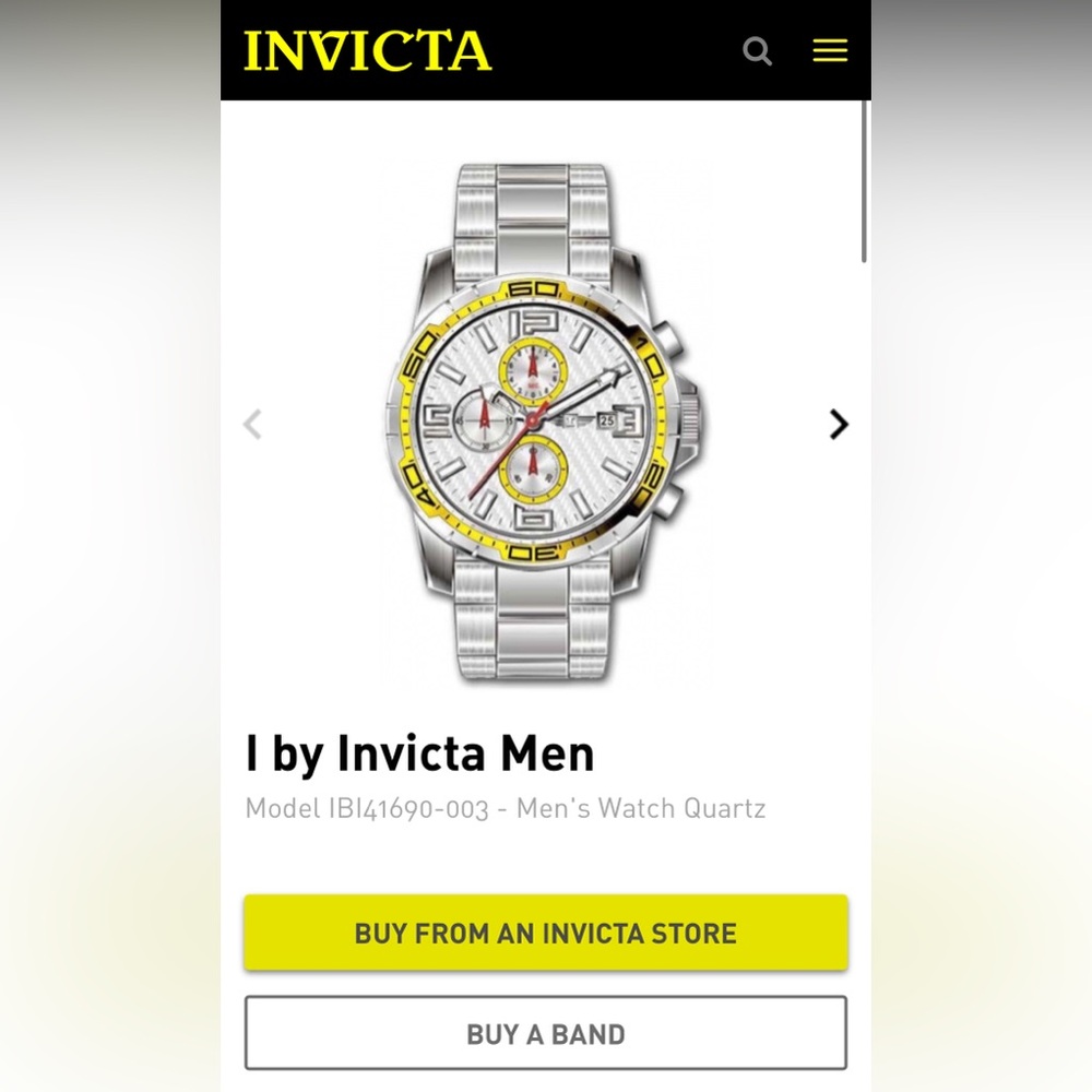 Invicta silver yellow watch